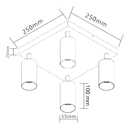 Stropní svítidlo ERIS GOLD 4x GU10 LED. nastavitelné