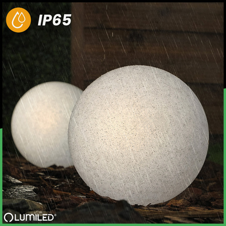 Venkovní lampa E27, KAMENNÁ KOULE LED IP65 30cm LUMILKULA LUMILED