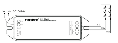 CCT 12/24V 12A Mi-Light Wi-Fi LED páskový ovladač - FUT035M