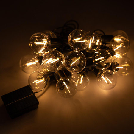 LED Solární řetěz, 20x LED Ozdobné Kuličky 11.58m 3000K Teplá bílá LOVO LUMILED