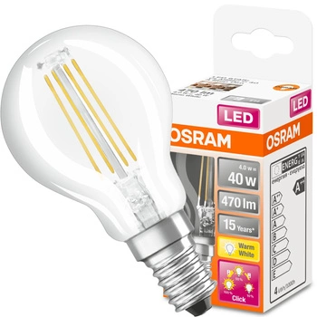 LED žárovka E14 P45 4W = 40W 470lm 2700K teplé vlákno OSRAM Star 3-STEP
