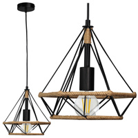 BROXTON Rope IL MIO stropní závěsné svítidlo. černé. loft styl. ocel + šňůra 1x E27 GOLDLUX (Polux)