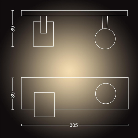 Stropní světlo LED Spot Runner černé 2x4,2W CCT PHILIPS HUE Bluetooth Zigbee + stmívač