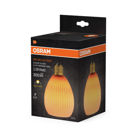 LED žárovka E27 Oval 3,5W 300lm 2700K teplá bílá Decorative Orange Osram