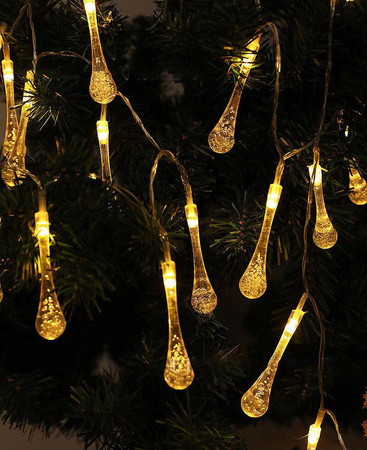 Solární závěsná girlanda 20 LED slz zahradní lampa 580 cm rampouchy Teplá bílá barva