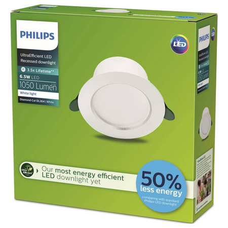 Zapuštěná montáž LED pod omítku 6,5W 1050lm 3000K White Diamond Philips