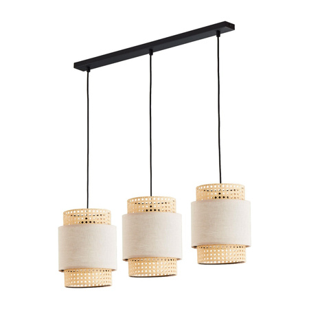 BOHO NATURE Závěsné stropní svítidlo Rattan Strip Black and Beige Boho Style 3xE27 6304 TK Lighting