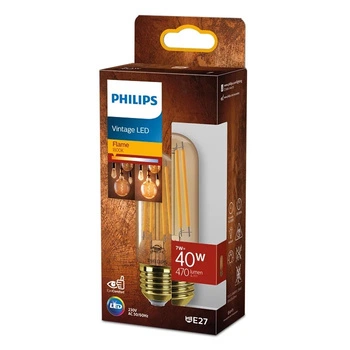 E27 T32 LED žárovka 7W = 40W 470lm 1800K Teplá bílá Filament Jantar PHILIPS