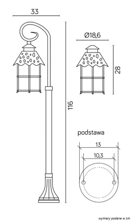 Venkovní zahradní lampa LANTERN E27 Toledo K 5002/2/R 116cm černá Su-Ma