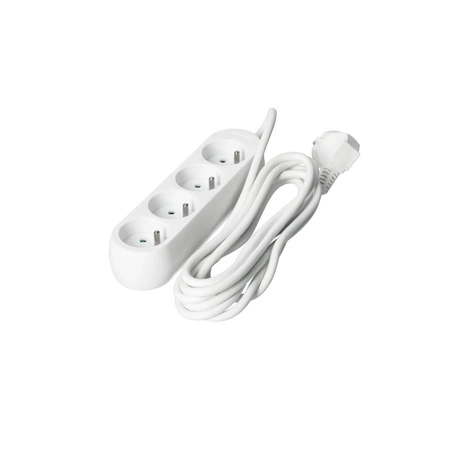 Prodlužovací kabel Zástrčka 4 x uzemněná zásuvka Napájecí pásek 3m Bílá Linea Kobi