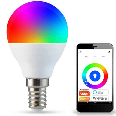 E14 G45 LED žárovka 5.5W 470lm 2700K-6500K RGB 150° GOLDLUX (Polux) Smart WiFi TUYA