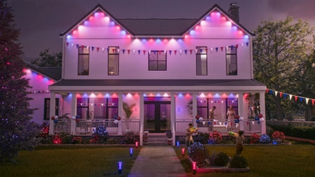 Venkovní zahradní girlanda 18 m IP65 32LED RGB SMART Smart Bluetooth ZigBee Bílá a barevná Ambiance Festavia Philips HUE