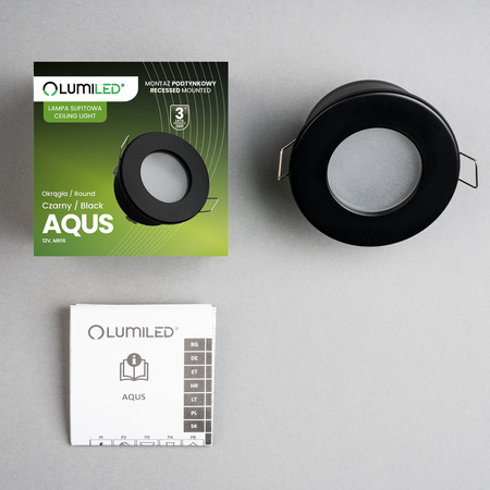 Halogenová Osvětlení Podhledová Koupelnová Hermetická GU10, IP44 Stálá Černá AQUS LUMILED