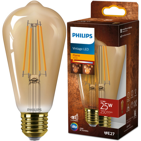 LED Edison Žárovka E27 ST64 3.1W = 25W 250lm 1800K Teplá bílá vlákno jantarové PHILIPS