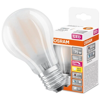 LED žárovka E27 A60 7,5W = 75W 1055lm 2700K Warm 300° CRI90 Stmívatelné vlákno OSRAM SUPER STAR+