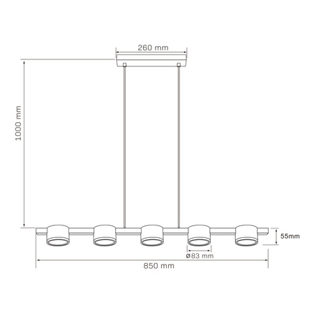 Stropní závěsné svítidlo 5x GX53 Black MIRELLA Sanico Goldlux