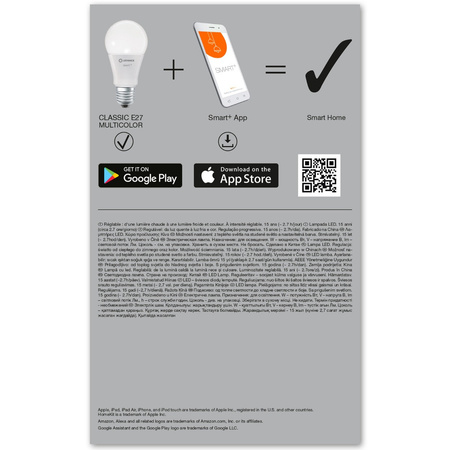 3x LED žárovka E27 A60 9W 806lm CCT RGB LEDVANCE SMART+ WiFi Stmívatelné