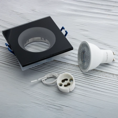 AQUA HALOGEN Svítidlo pevné čtvercové černé GU10 IP44