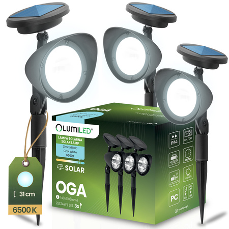 Solární LED lampa reflektor směrový, IP44 6500K OGA LUMILED