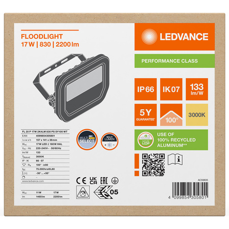 LED reflektor 17W 2200lm 3000K IP66 bílý LEDVANCE reflektor