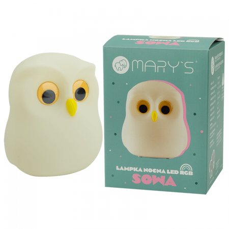 Dětské noční světlo LED 2,6W 3000K Warm + Multicolour RGB USB dobíjecí 1200mAh MARY'S SOWA White