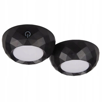 2x LED lampa pod skříňku samolepicí kulatá. napájená baterií 4000K 3xAAA černá