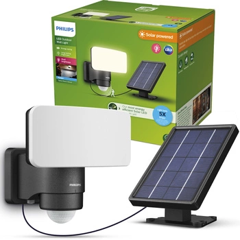 Solární LED reflektor 6W 1000lm 5000K IP44 se senzorem pohybu a soumraku černý Tylus Ultra Efficient Philips