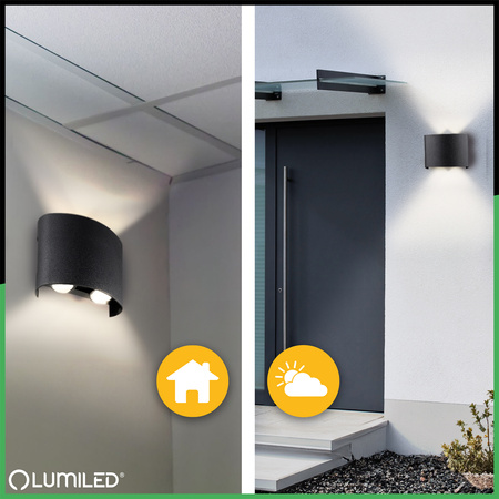 Zahradní nástěnná lampa nahoru a dolů, 4W IP54 UBERO LUMILED