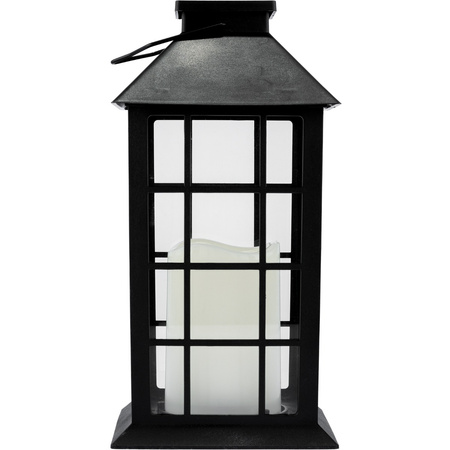 LED solární zahradní lucerna závěsná 32cm černá