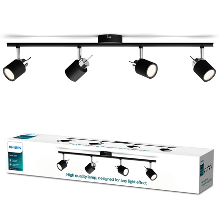 MERANTI stropní svítidlo 4x GU10 Nástěnné svítidlo Reflektor pohyblivý Černá PHILIPS