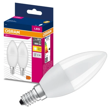 2x LED žárovka E14 B35 7W = 60W 806lm 3000K Teplá bílá 220° OSRAM HODNOTA