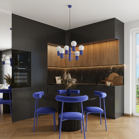 Lustr Závěsné svítidlo 6x G9 Hliníková modrá ultramarínová svatozář Francouzské nebe SL.1835 Sollux