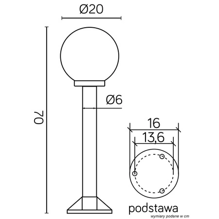 Venkovní stojící zahradní lampa POST Balls K 5002/3/K 200 E27 70cm Su-Ma