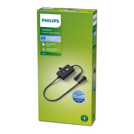 Senzor soumraku DUSK-TO-DAWN Senzor GardenLink 12V IP44 s černým ovládáním PHILIPS