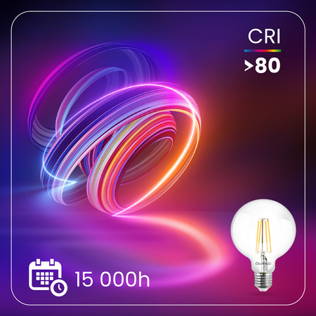 Žárovka Dekorativní Kulka LED E27, G125 7W = 60W 806lm 4000K Neutrální bílá 360° Filament globe LUMILED