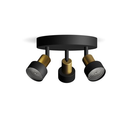 Reflektorové stropní svítidlo 3x GU10 černá-měděný vodič Philips