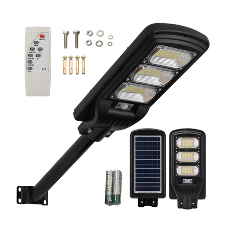 LED solární pouliční lampa 1200W 6500K Lucerna s držákem a dálkovým ovládáním