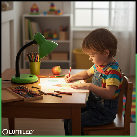 Stolní lampa Školní Noční E27, Nastavitelná Zelená LUMILED