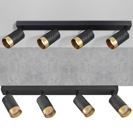 Nástěnná a stropní bodová svítidla 4x GU10 černá zlatá ARRAS Sanico Goldlux