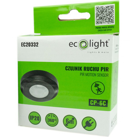 PIR 360° pohybový a soumrakový senzor 6m stropní černý