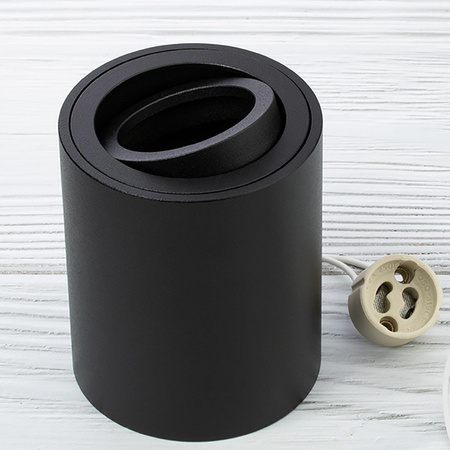 Povrchové Halogenové svítidlo GU10, SPOT TUBA 84mm Nastavitelná Kulatá Černá AMAT-M LUMILED