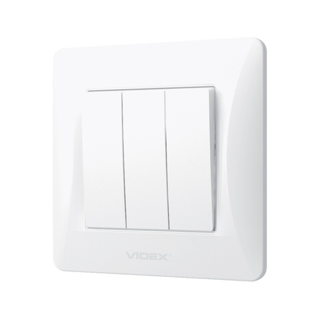 3gangový 3cestný spínač 10A pro povrchovou montáž bílý BINERA VIDEX