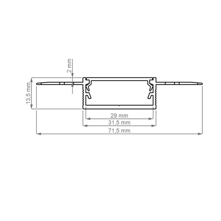 Podhledový Architektonický Hliníkový XL Profil Typ P pro LED do Sádrokartonových Desek, 2m + Mléčná Krytka LUMILED