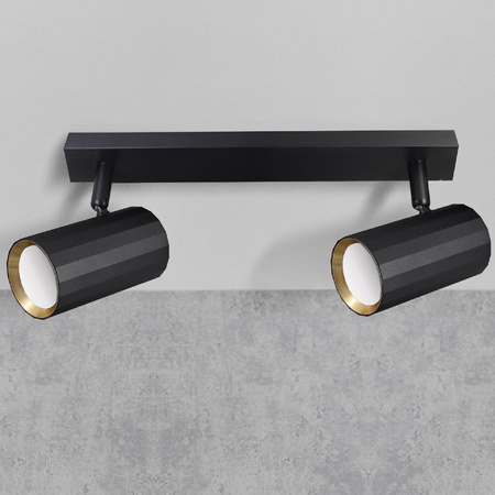 Nástěnné a stropní bodové svítidlo 2x GU10 Black Gold NICEA Sanico Goldlux