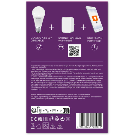 LED žárovka E27 A60 9W 806lm 2700K Teplá bílá LEDVANCE SMART+ ZigBee Dimmable