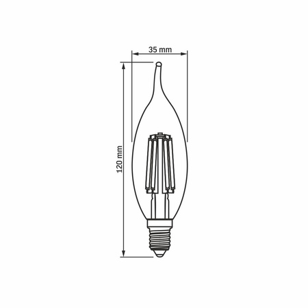 LED žárovka E14 BA 35 6W = 52W 680lm 2200K Teplá bílá Amber Filament 360° VIDEX