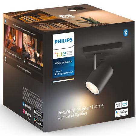 Spot Runner LED nástěnná lampa černá 4,2W CCT PHILIPS HUE Bluetooth Zigbee