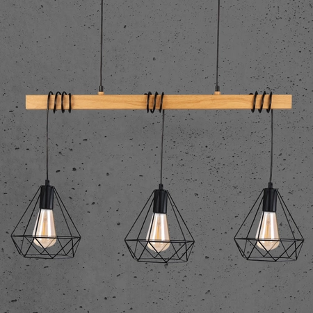 VIGO závěsné stropní svítidlo 3x E27 převislé dřevo černé GOLDLUX (Polux)