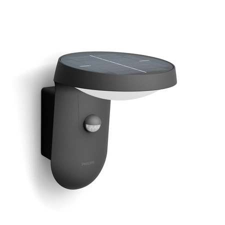 Solární zahradní lampa LED nástěnná lampa TYLA IR 1.2W 3000K IP44 s pohybovým a soumrakovým senzorem antracit PHILIPS