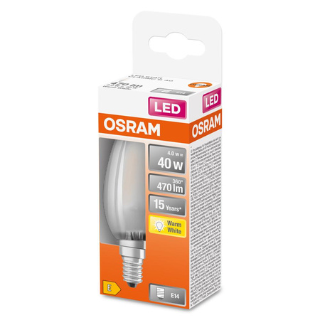 LED žárovka E14 B35 4W = 40W 470lm 2700K Teplá bílá 300° vlákno OSRAM STAR